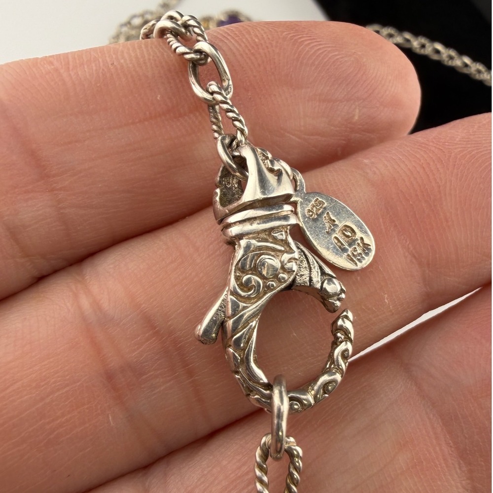 Robert Manse Station Necklace 925 Silver‎ & 18k Gold Multi-Gemstone Designer - Picture 7 of 10